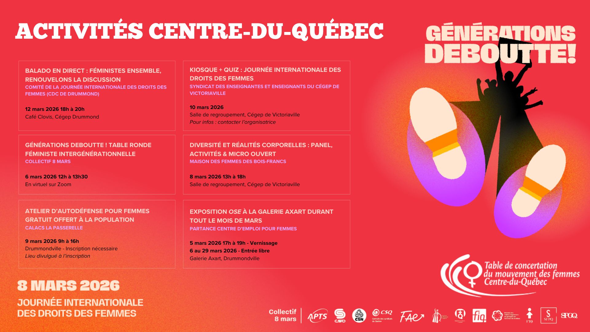 Calendrier 8 mars 2026 TCMFCQ